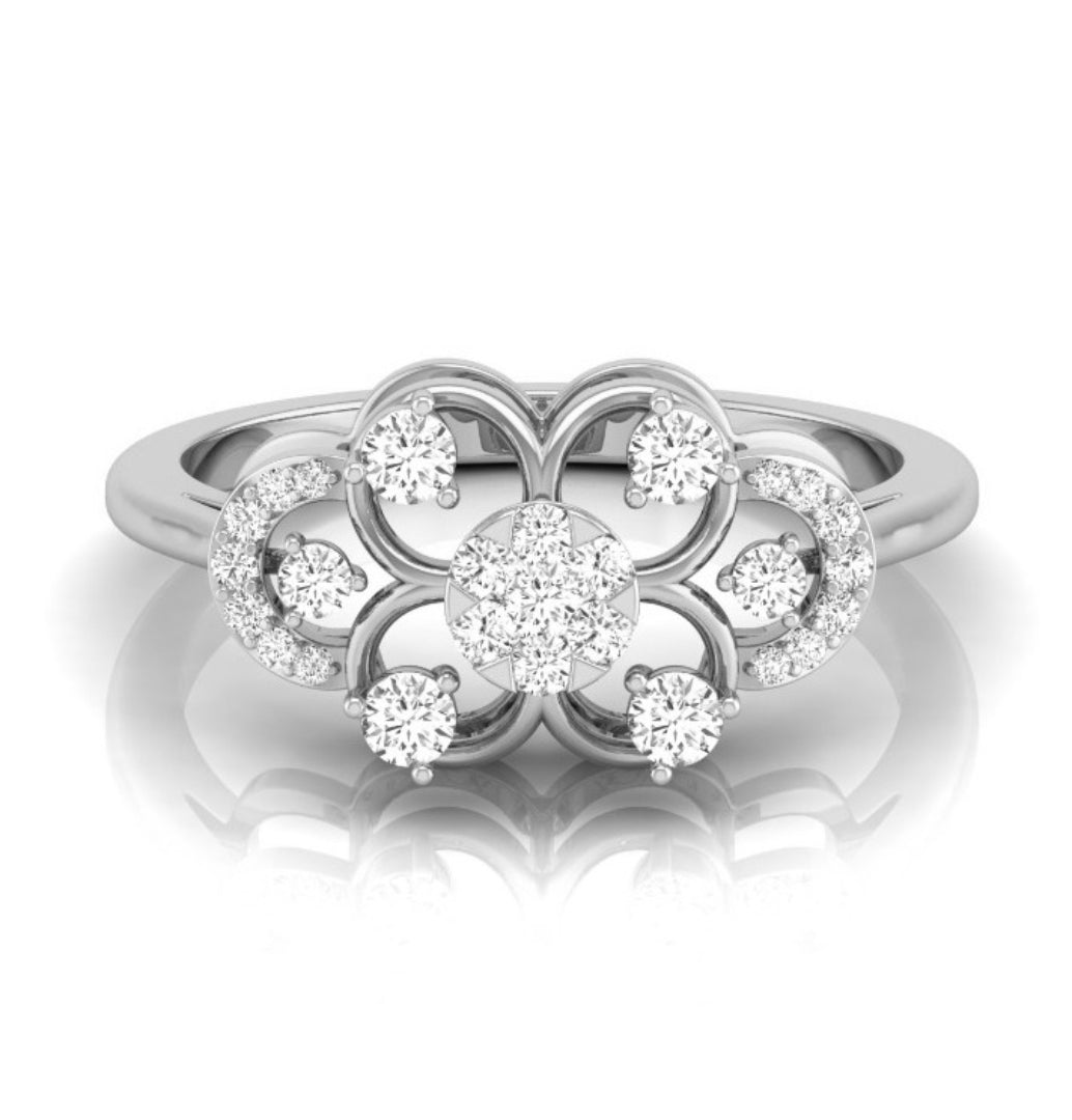 round cluster diamond ring in white gold