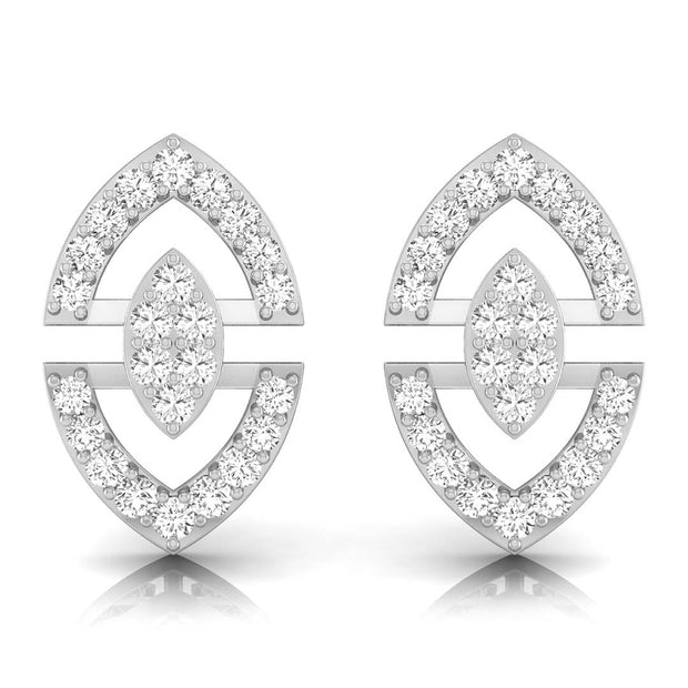 round cluster diamond stud earrings in white gold