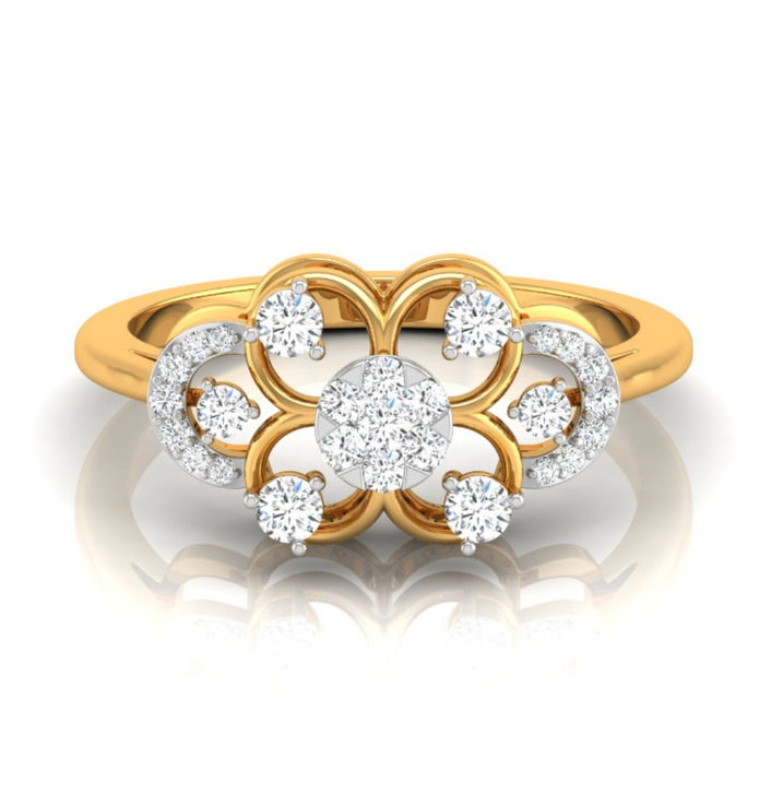 round cluster diamond ring in yellow gold