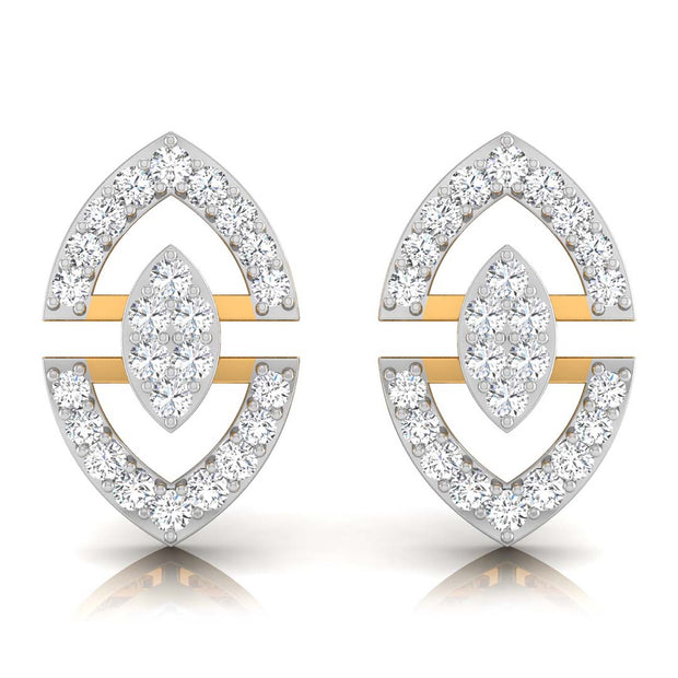 round cluster diamond stud earrings in yellow gold