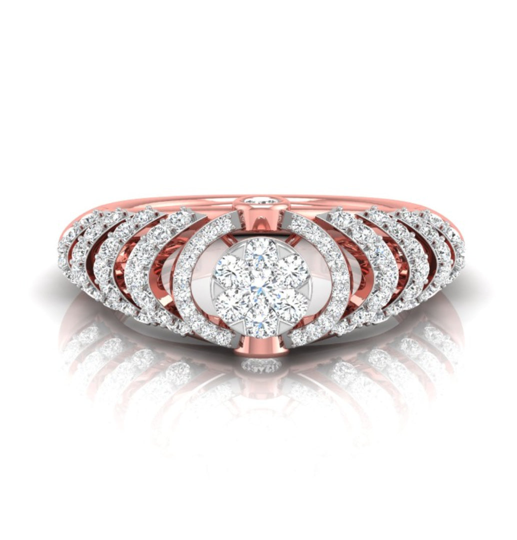 round cluster multi-layer halo lab-grown diamond ring in rose gold