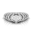 round cluster multi-layer halo lab-grown diamond ring in white gold