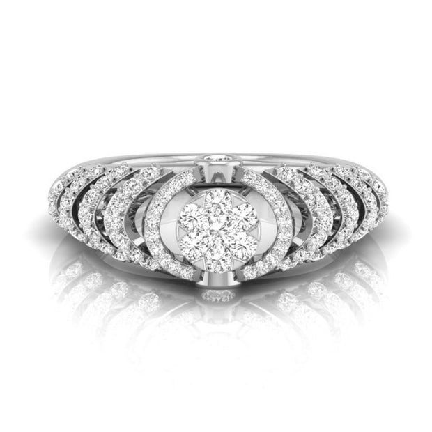 round cluster multi-layer halo lab-grown diamond ring in white gold