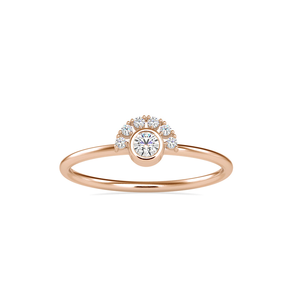 round cut bezel diamond ring in rose gold