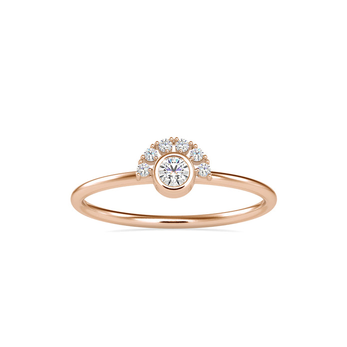 round cut bezel diamond ring in rose gold