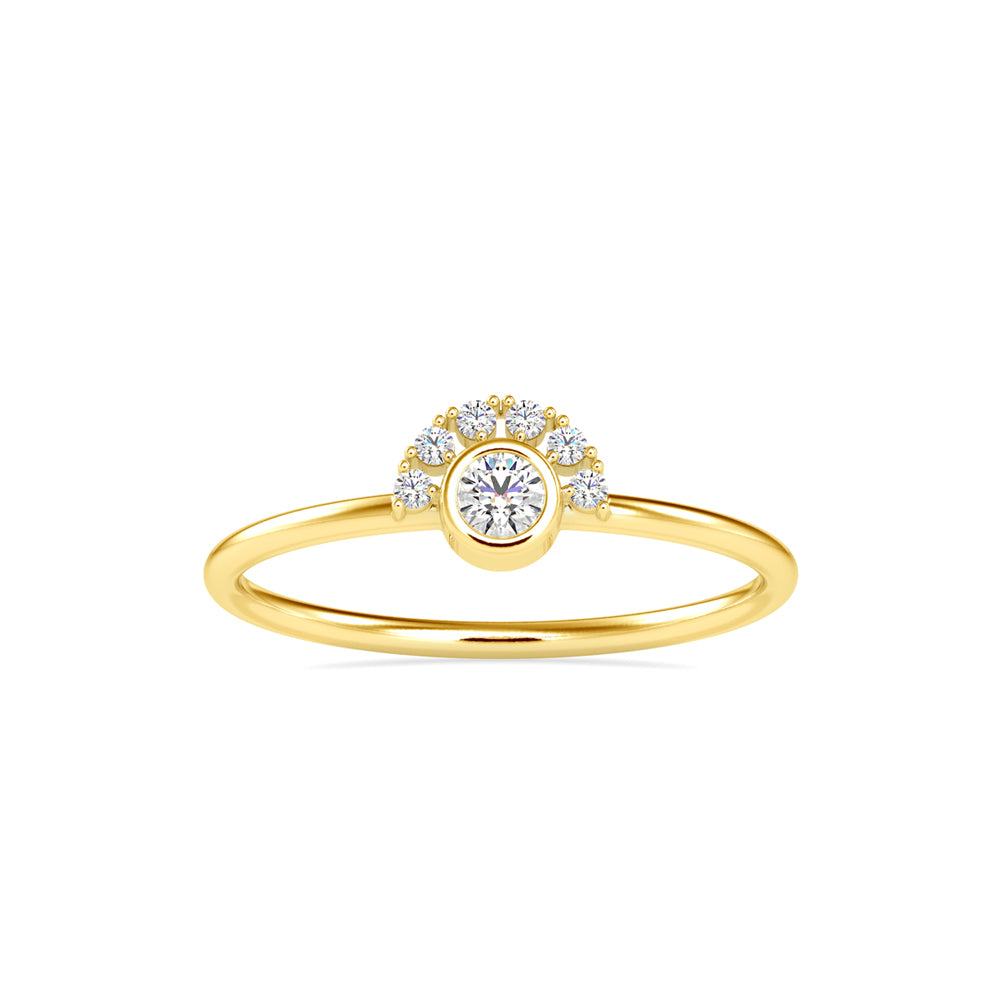round cut bezel diamond ring in yellow gold
