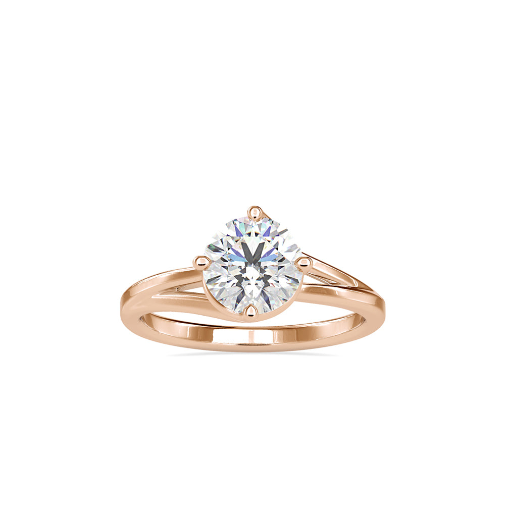 round cut bypass solitaire lab-grown diamond ring in rose gold