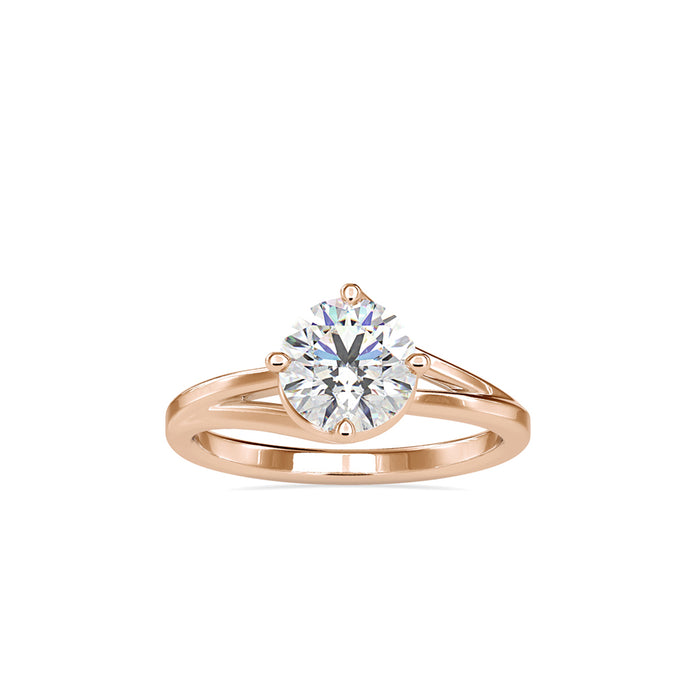 round cut bypass solitaire lab-grown diamond ring in rose gold