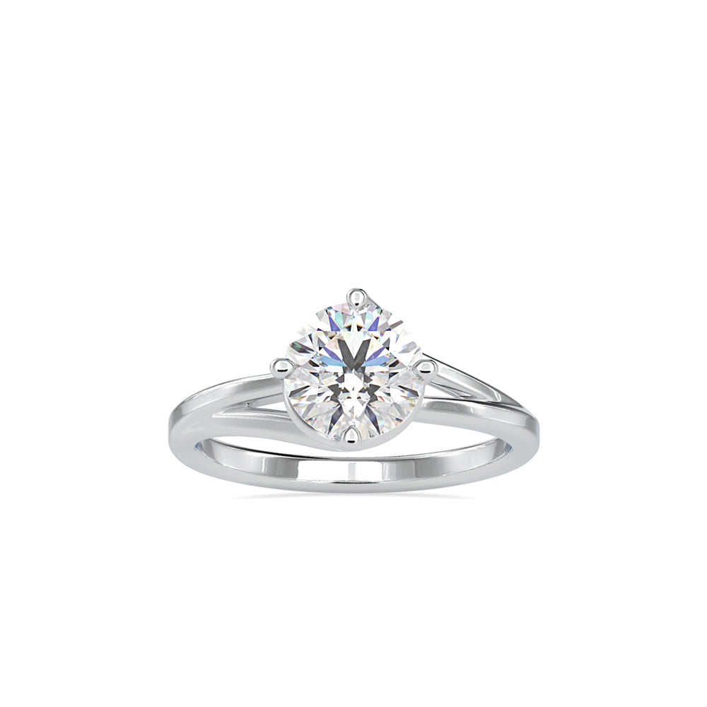 round cut bypass solitaire lab-grown diamond ring in white gold