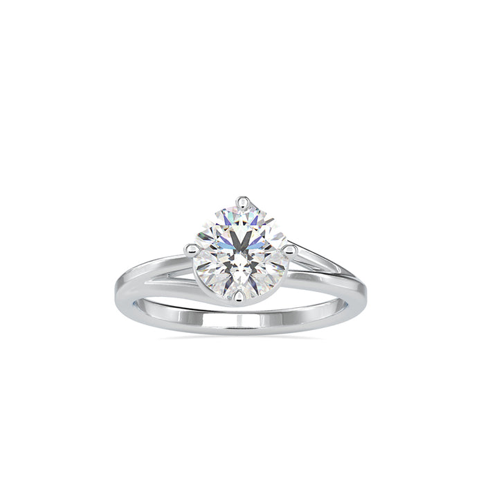 round cut bypass solitaire lab-grown diamond ring in white gold