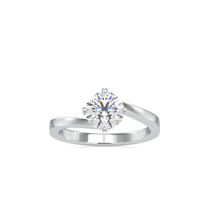 round cut bypass solitaire lab-grown diamond ring in white gold