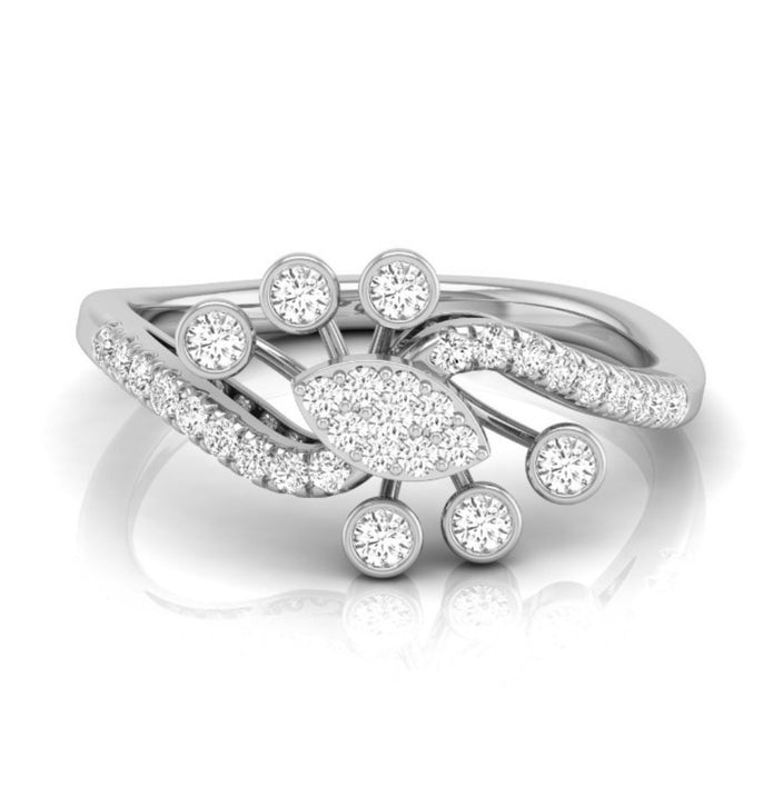 round cut cluster diamond ring in white gold
