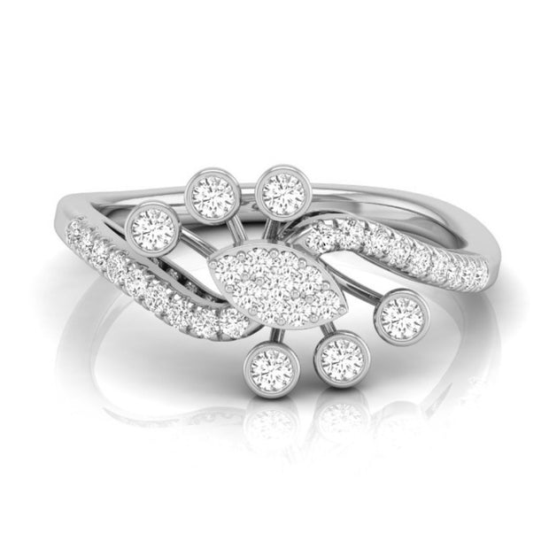round cut cluster diamond ring in white gold