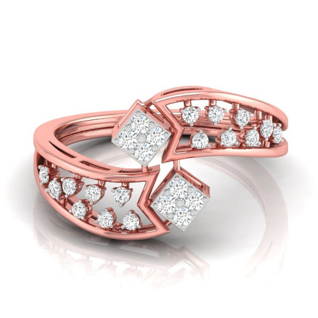 round cut dual square lab-grown diamond ring in rose gold