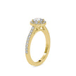 round cut halo lab-grown diamond ring in yellow gold