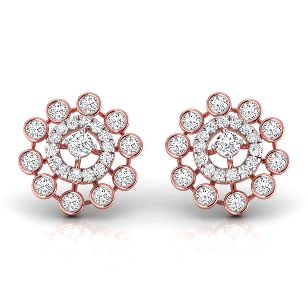 round diamond stud earrings in rose gold