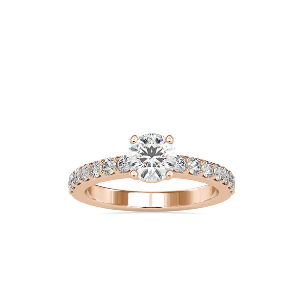 round cut solitaire lab-grown diamond ring in rose gold