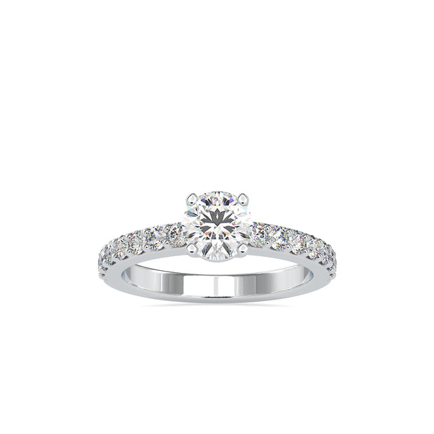 round cut solitaire lab-grown diamond ring in white gold