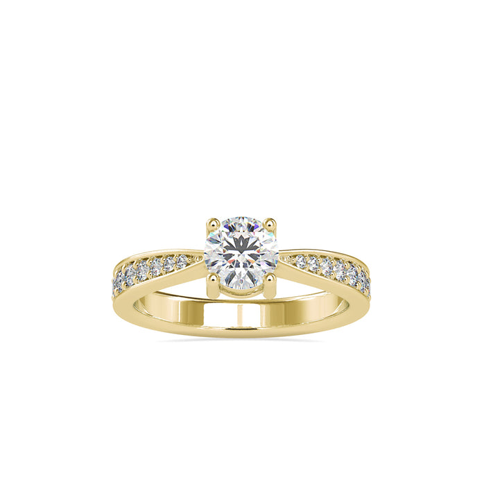round cut solitaire lab-grown diamond ring in yellow gold
