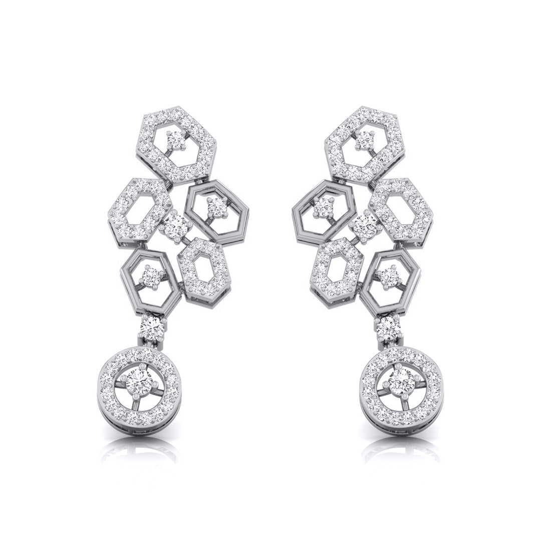 Round Cut Lab-Grown Diamond White Gold Dangler Earrings
