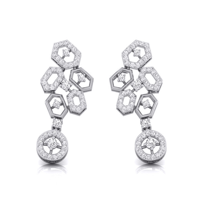 Round Cut Lab-Grown Diamond White Gold Dangler Earrings