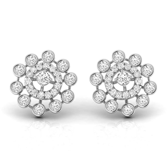 round diamond stud earrings in white gold