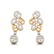 round diamond dangler earrings in yellow gold