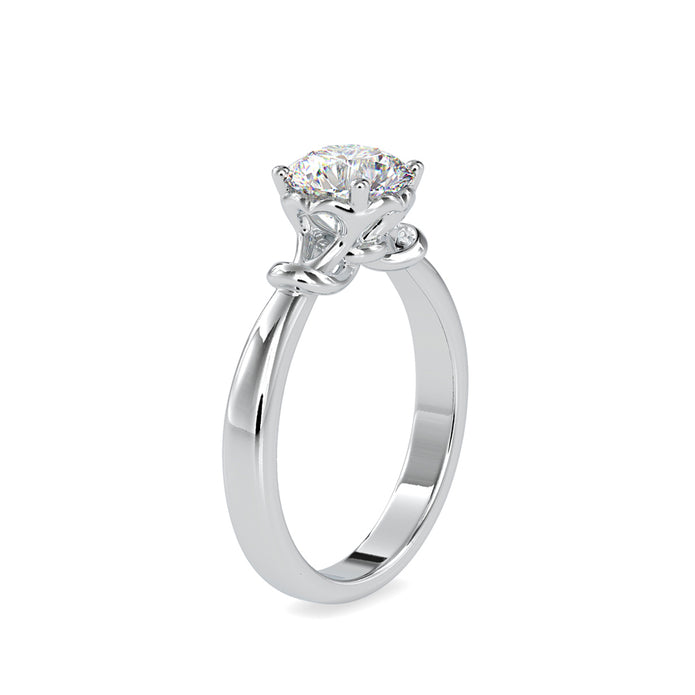 round cut solitaire lab-grown diamond ring in white gold