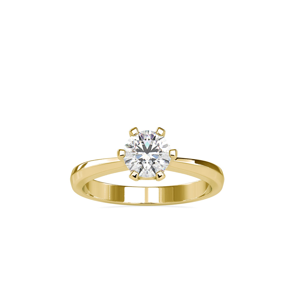 round solitaire lab-grown diamond ring in yellow gold
