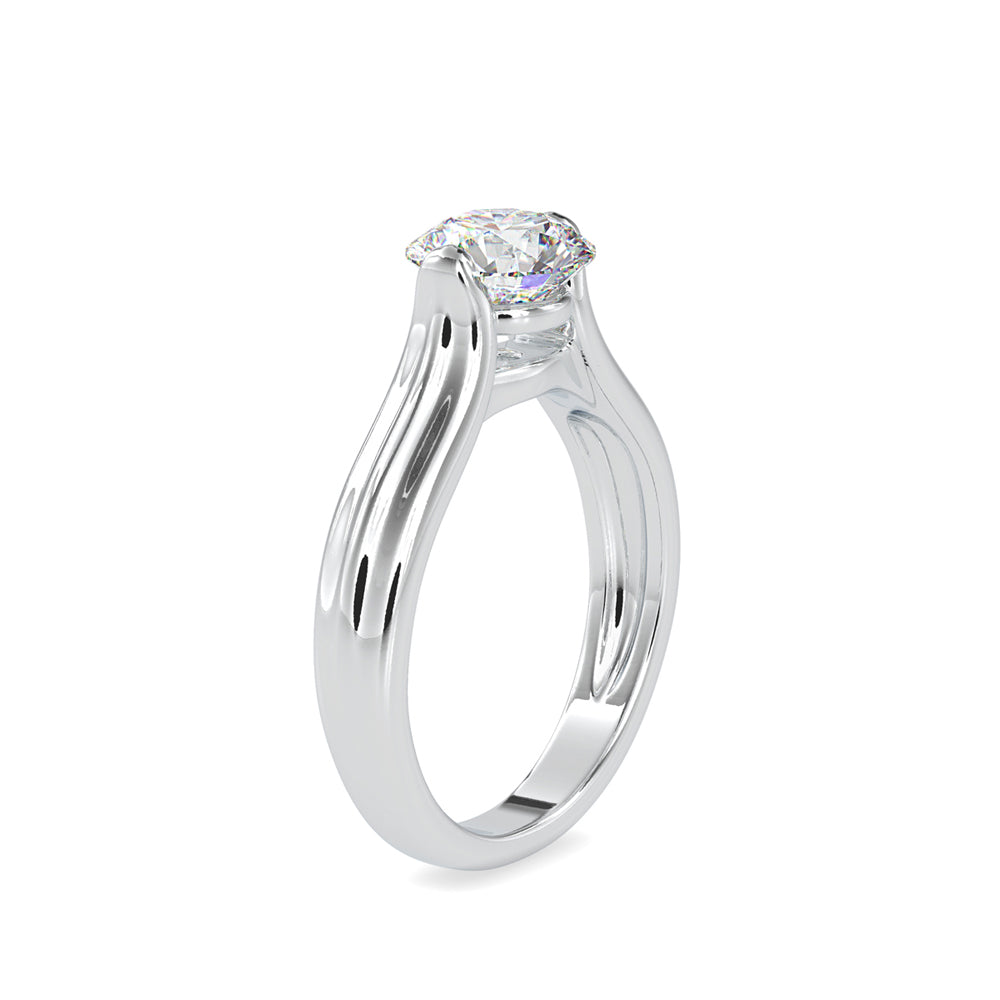 round cut solitaire lab-grown diamond ring in white gold