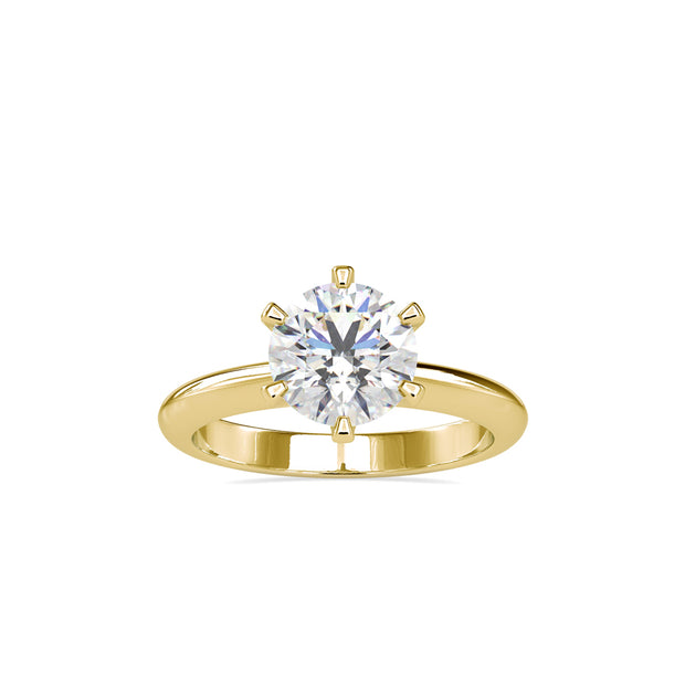 round cut solitaire diamond ring in yellow gold