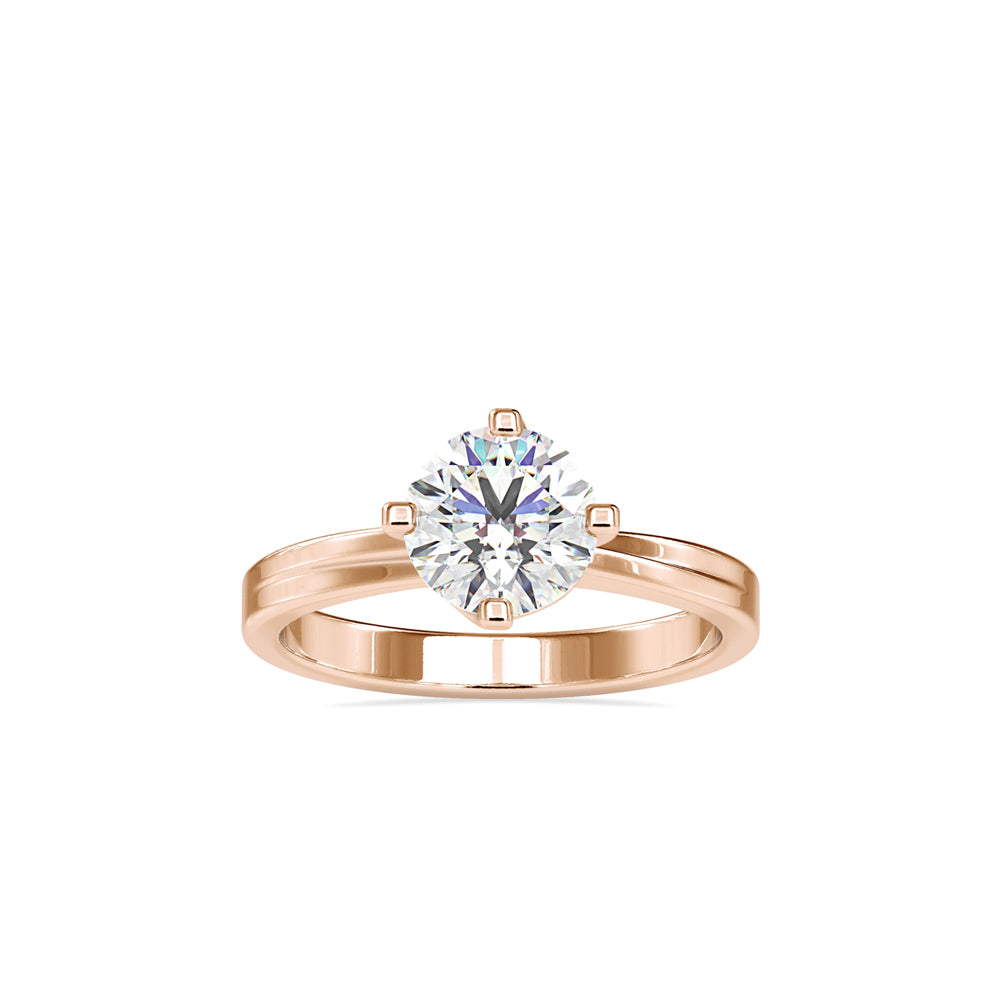 round cut solitaire lab-grown diamond ring in rose gold