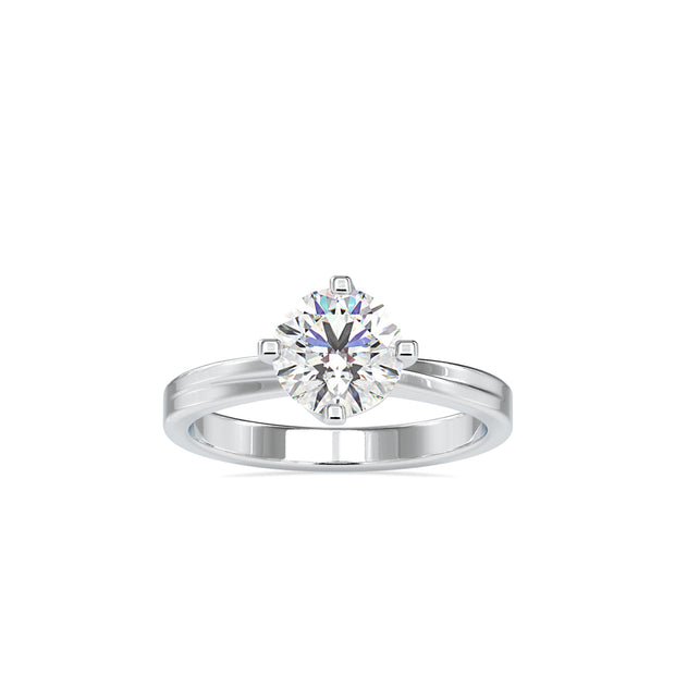 round cut solitaire lab-grown diamond ring in white gold