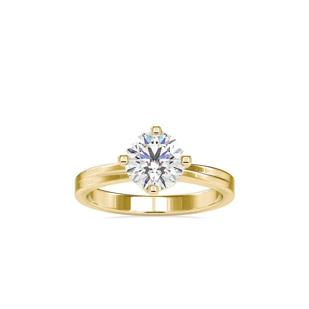 round cut solitaire lab-grown diamond ring in yellow gold