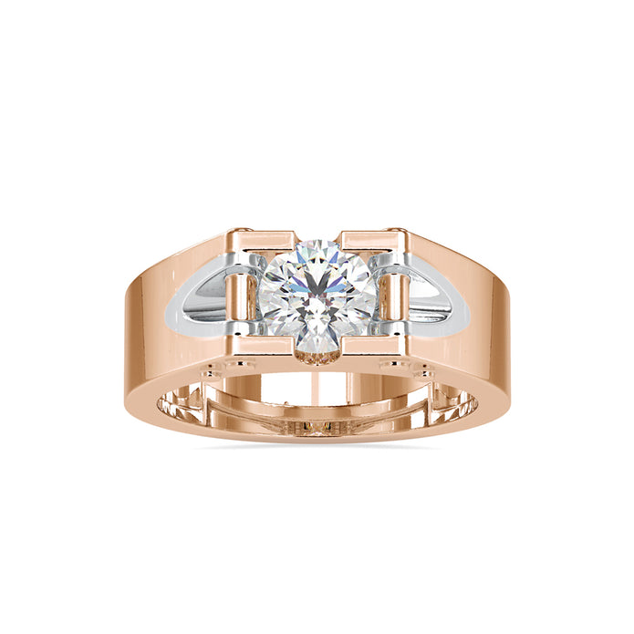 round cut solitaire semi bezel lab-grown diamond ring in rose gold