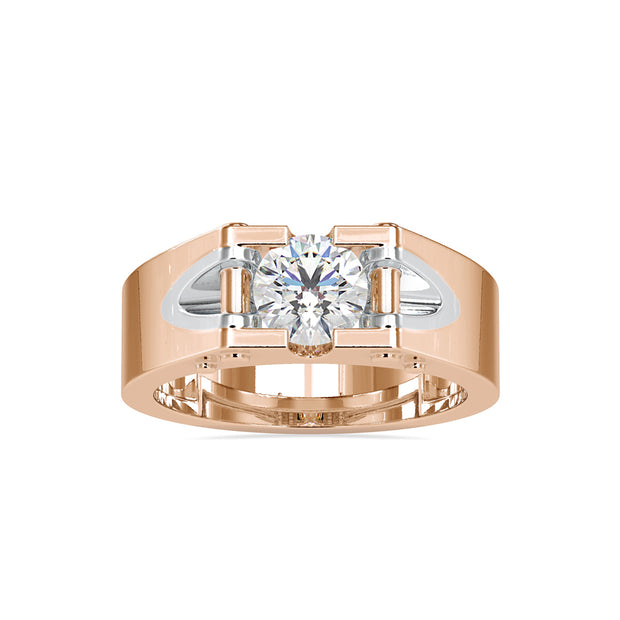 round cut solitaire semi bezel lab-grown diamond ring in rose gold