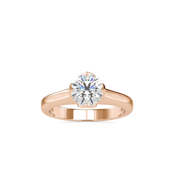 round cut solitaire tulip setting lab-grown diamond ring in rose gold