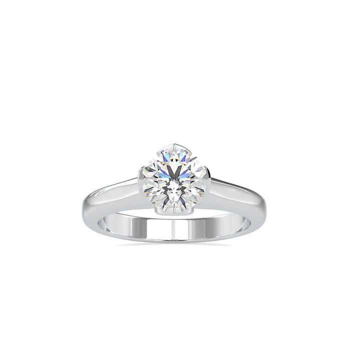 round cut solitaire tulip setting lab-grown diamond ring in white gold