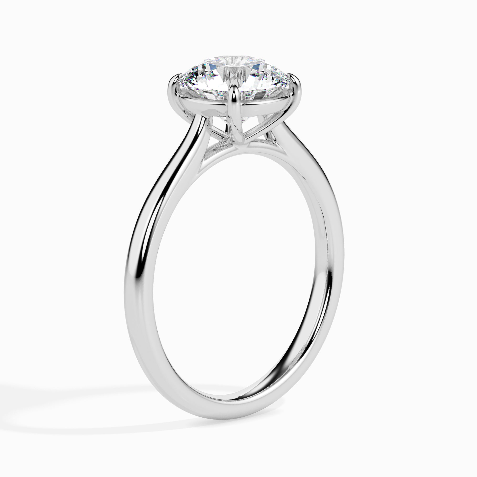 round cut solitaire diamond ring in white gold