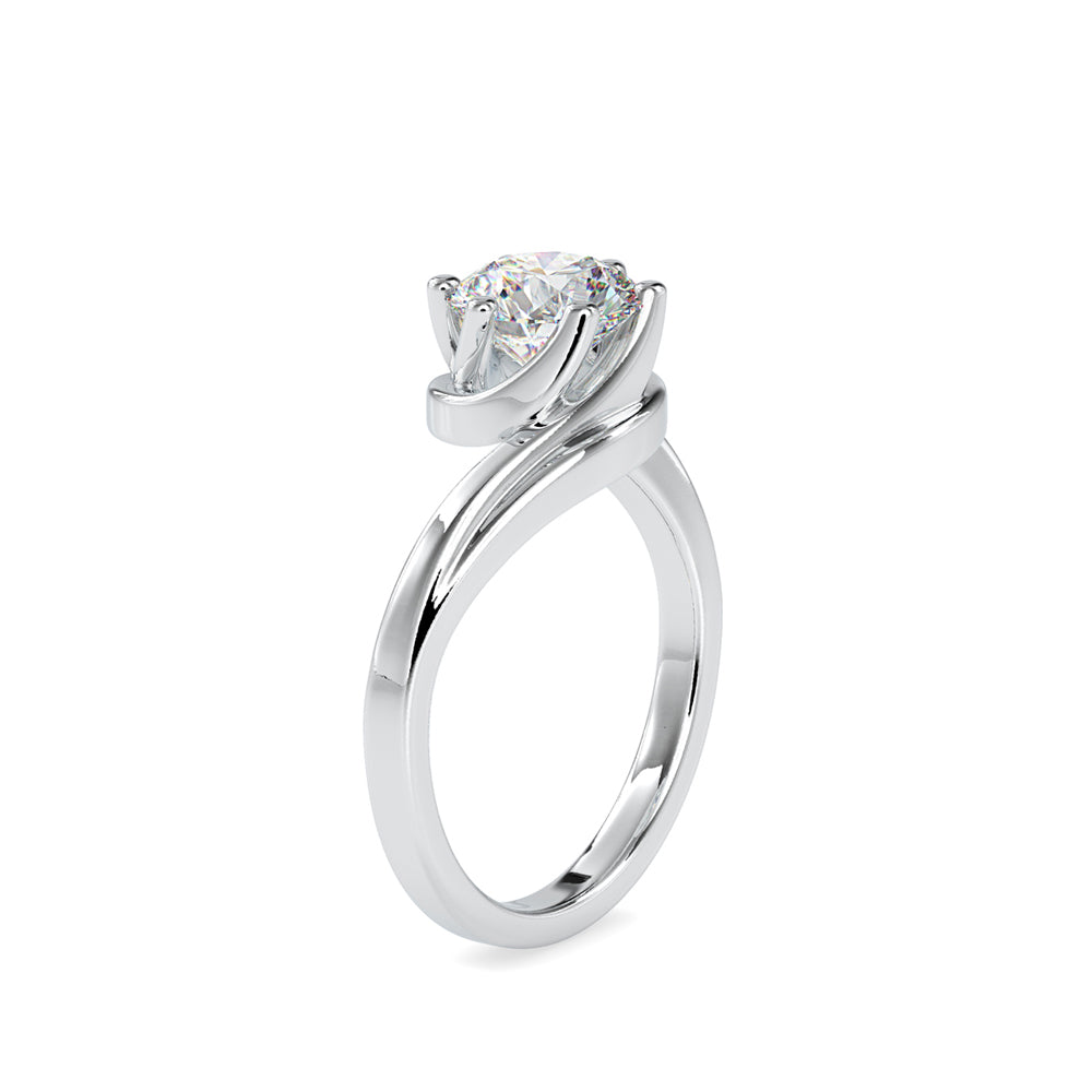 round cut solitaire lab-grown diamond ring in white gold