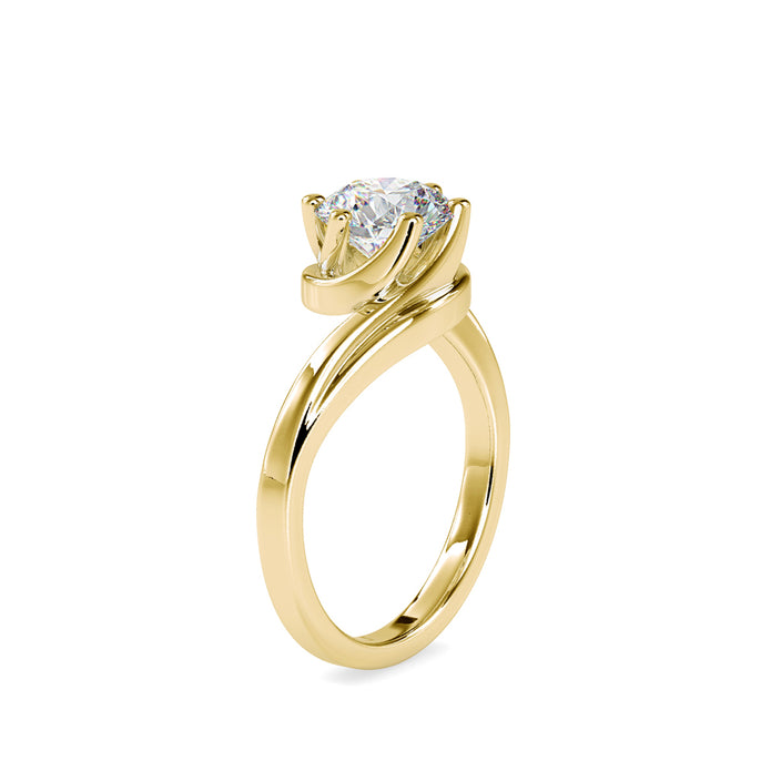 round cut solitaire lab-grown diamond ring in yellow gold