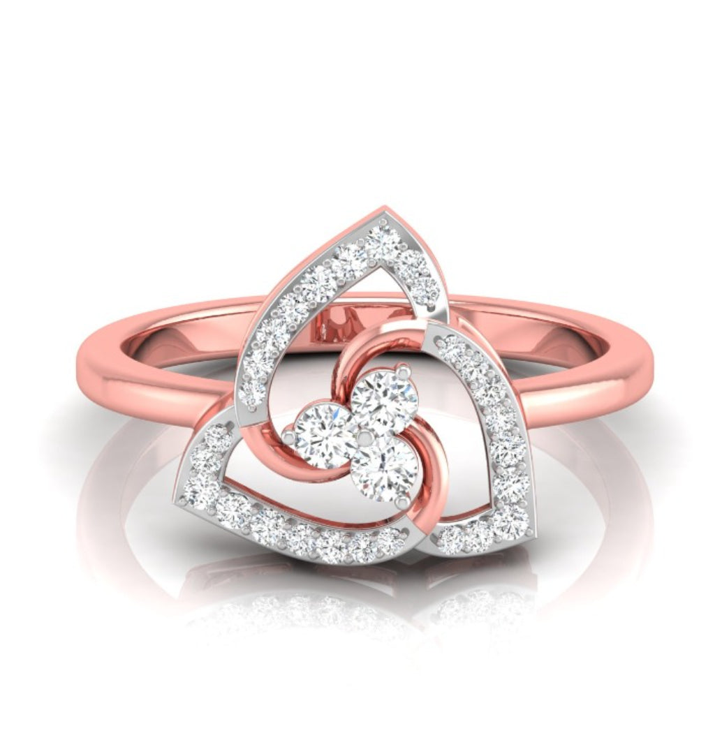 round cut triple loop lab-grown diamond ring in rose gold