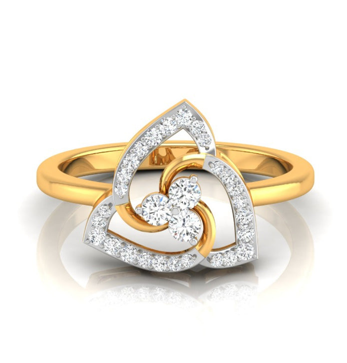 round cut triple loop lab-grown diamond ring in yellow gold
