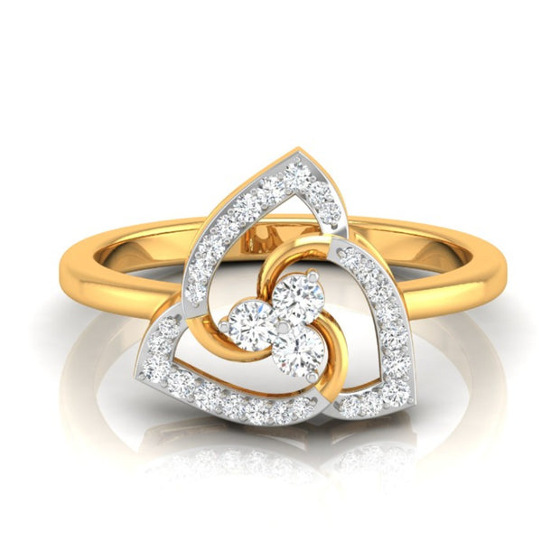round cut triple loop lab-grown diamond ring in yellow gold