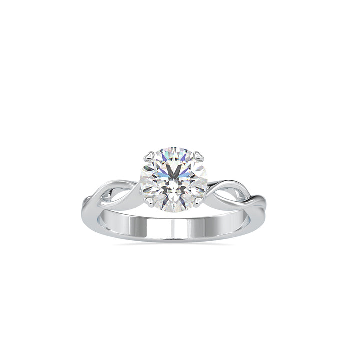 round cut twisted solitaire lab-grown diamond ring in white gold