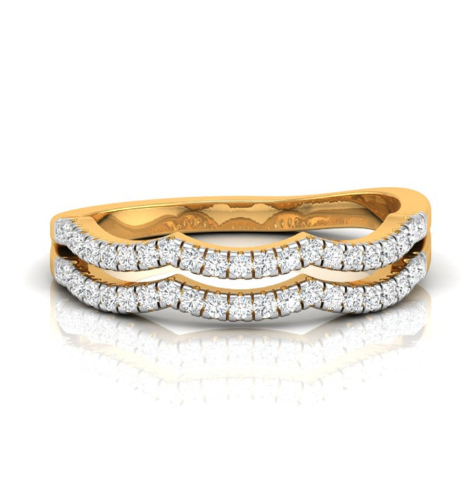 round cut wave design lab-grown diamond band in yellow gold