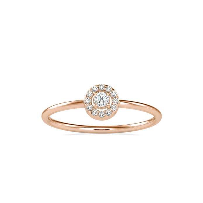 round halo lab-grown diamond ring in rose gold
