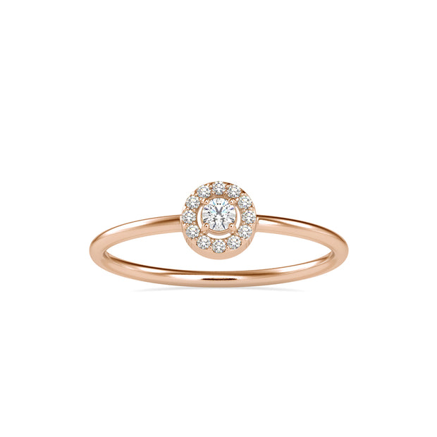 round halo lab-grown diamond ring in rose gold