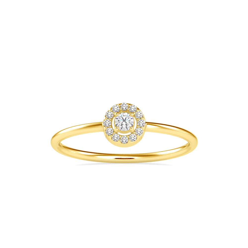 round halo lab-grown diamond ring in yellow gold