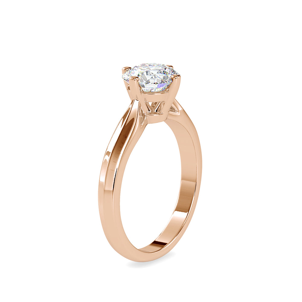 round cut solitaire lab-grown diamond ring in rose gold